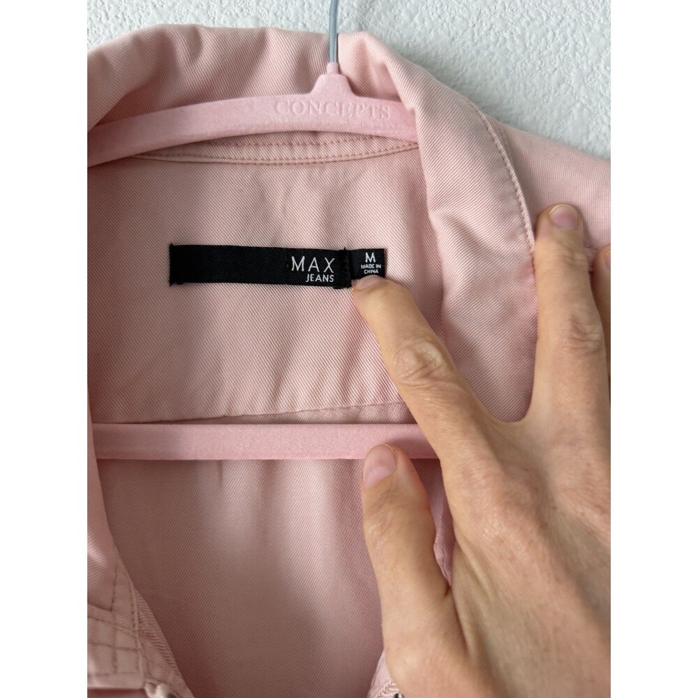Max Jeans Utility Vest Women's Size M Blush Pink Sleeveless Belted Cargo Vest - Picture 3 of 9